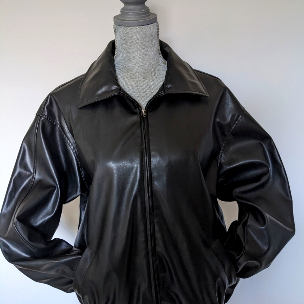 Shein Black Faux Leather Jacket
